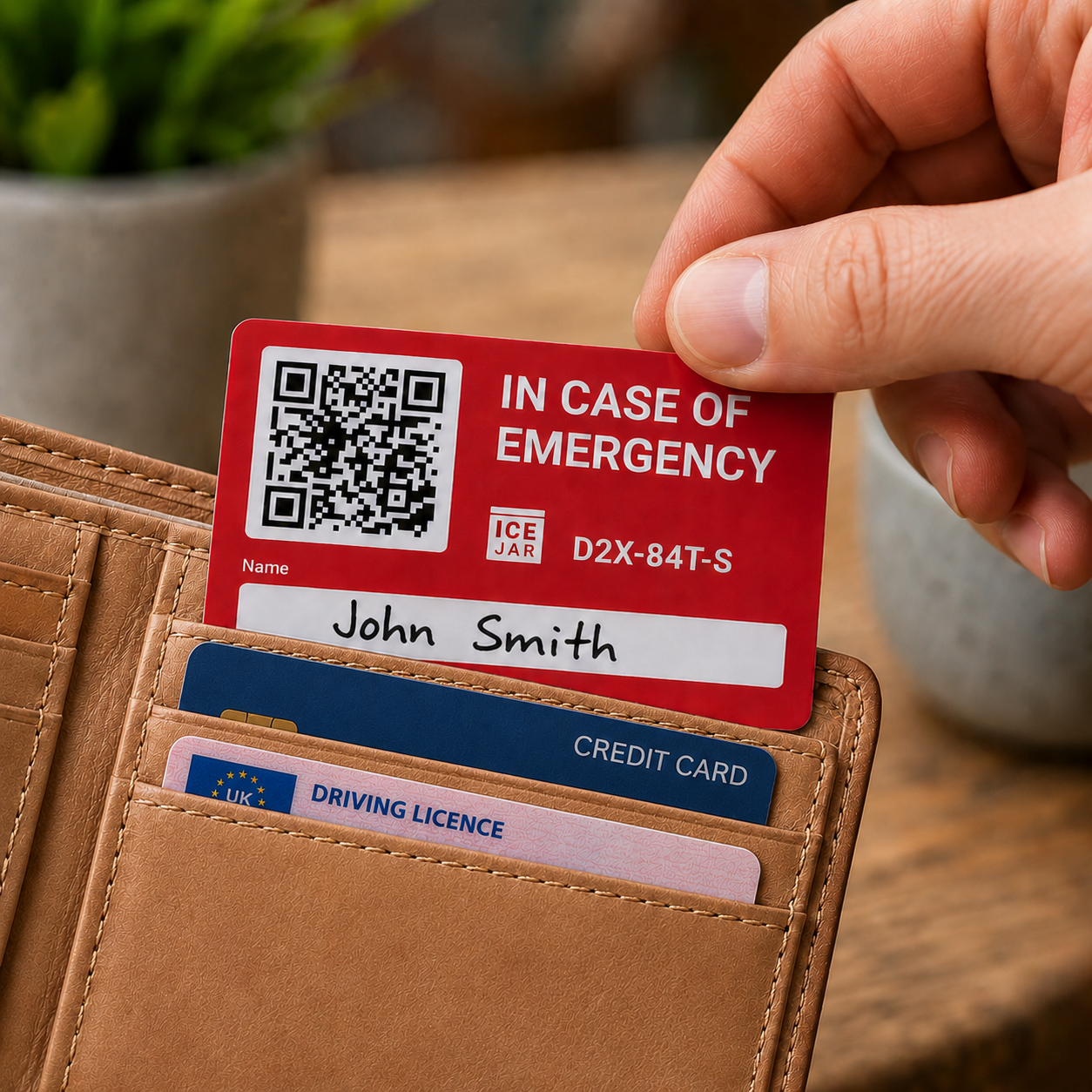ICE card being pulled from wallet